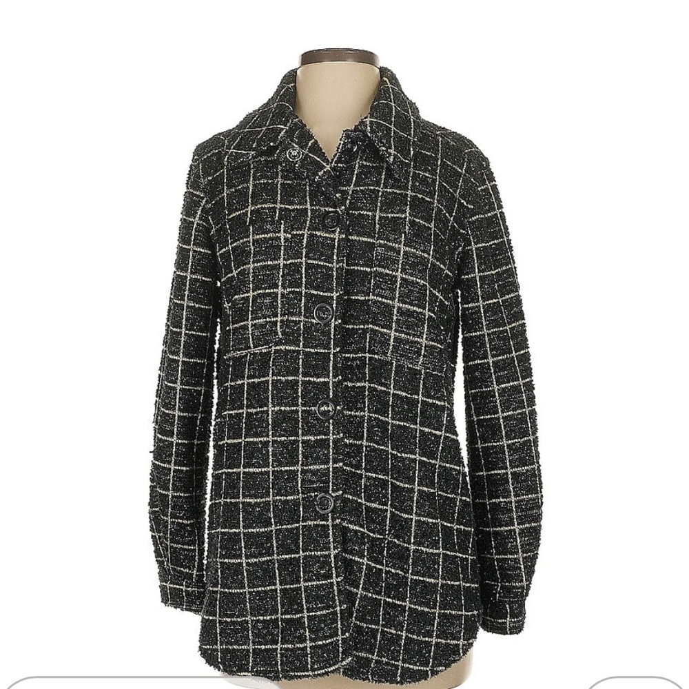 BB Dakota by Steve Madden Black Plaid Shimmer Shacket